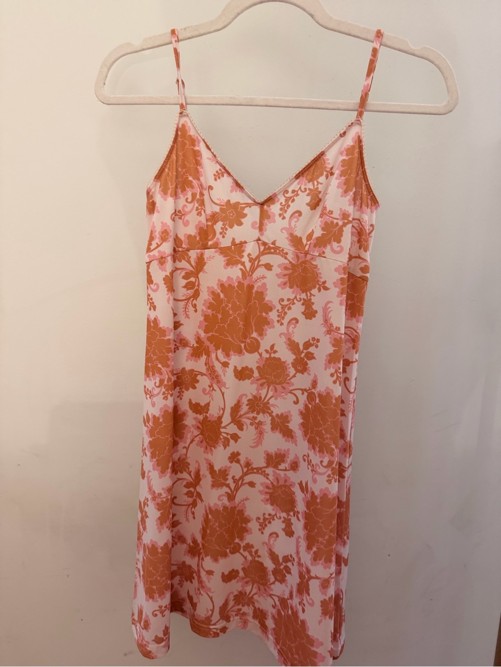 Zimmermann Pink & Brown Floral Slip Mini Dress | Size 0 |Scalloped Detail | 2021